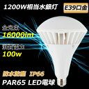 IP66防水LED電球 par65 消費電力100w 16000lm E39口金 直径39mm 屋内屋外兼用 照射角度140° ビームランプ 防水照明器具 高天井照明 高天井灯 店舗・ホテル・レストランなどのスポット照明や看板照明 高輝度タイプ 軽量設計 水銀灯の代替品 PSE認証済 二年保証