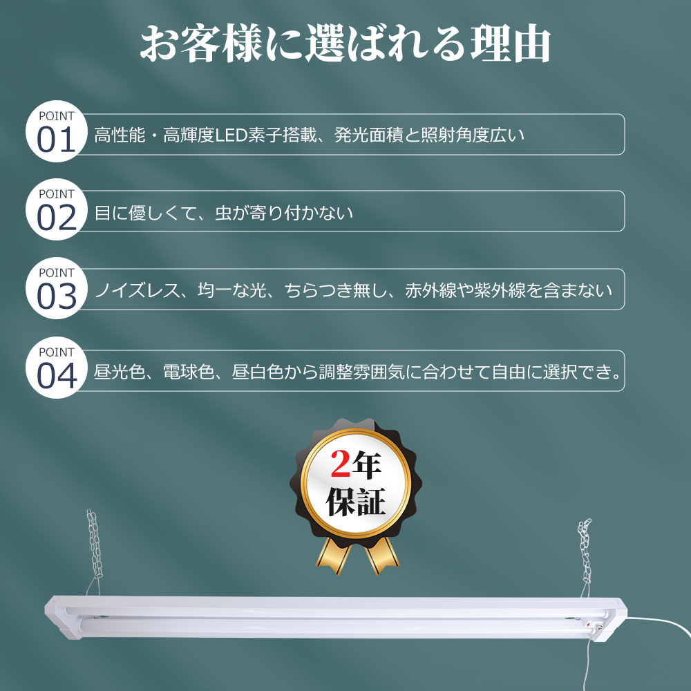 LEDベースライト 三段階調色可能 器具一体型 プルスイッチ付き LED蛍光灯 消費電力36w 全光束4000lm LEDライト 40w型2灯相当 LED蛍光灯器具一体型 工事不要タイプ 電球色 昼白色 昼光色 LED ベースライト LED蛍光灯器具 40w形 2灯相当 ACプラグ付 長寿命・省エネ キッチン