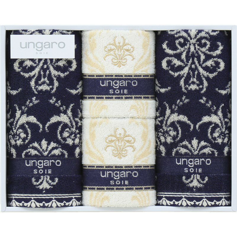 【15日限定★P5倍】タオル ギフト ウンガロ Uサファイア フェイスタオル2P&ゲストタオル2P DR40048｜送料無料 結婚内祝い 出産内祝い お祝い お礼 お返し 引き出物 ご挨拶 快気祝い 香典返し 記念日 誕生日 お歳暮 お年賀 2025