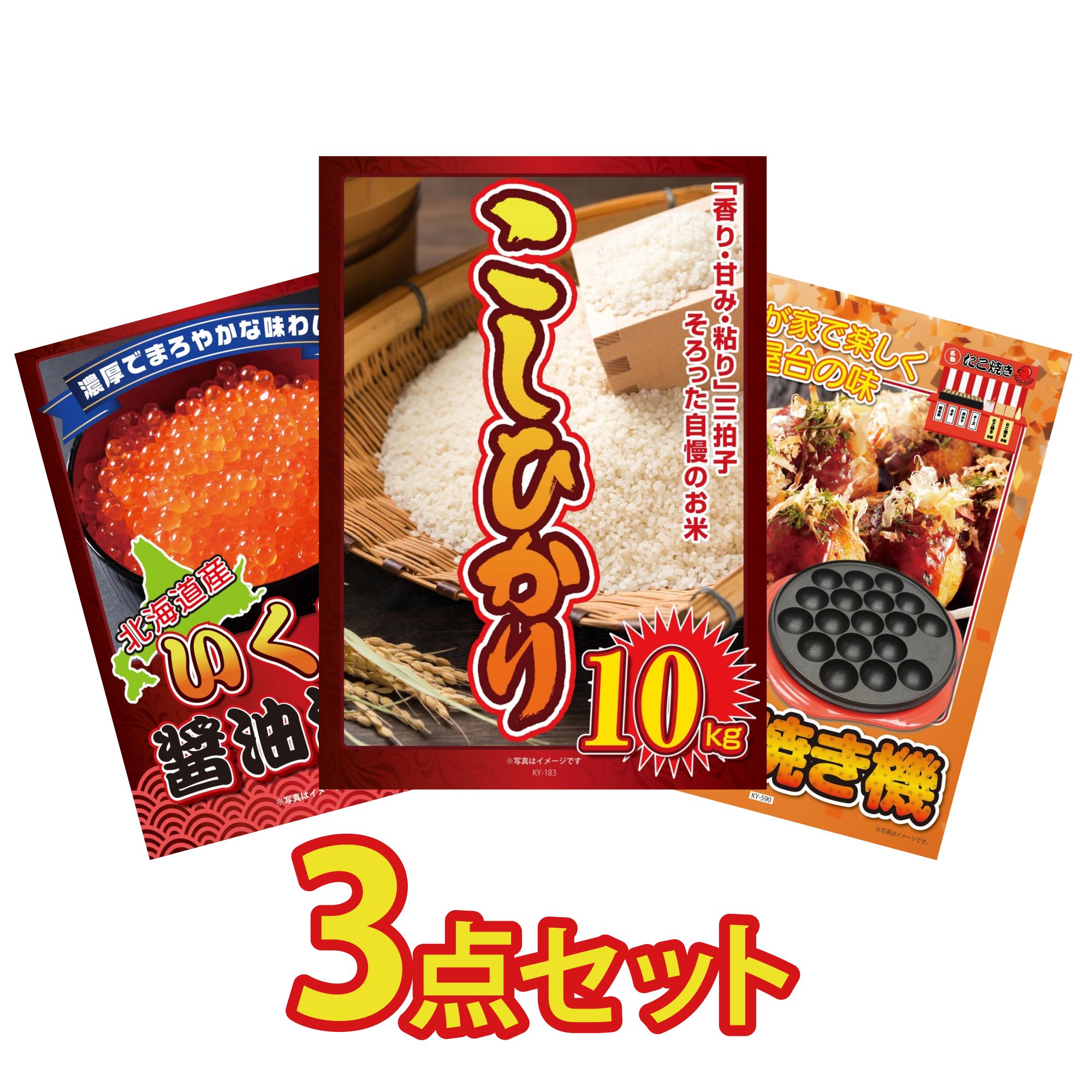 【ポイント15倍＆抽選で300%バック※要エントリー】 景品 パネル 目録 3点セット コシヒカリ 10kg 北海..