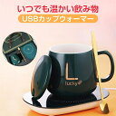 カップウォーマー カップとスプーンセット 保温コースター USBアクセサリ USB給電式 卓上 マグカップ コップ ホットコースター ヒーター 温かい 飲み物 ...