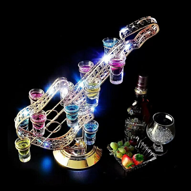 テキーラ観覧車 LED ワイングラスホルダー ヴァイオリン形 ワインラック ワインボトルホルダー ワイン..