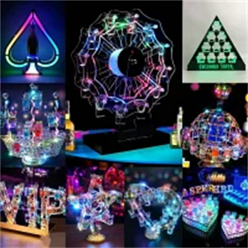 テキーラ観覧車 LED酒グラス棚 テキーラ観覧車 幻の船 地球儀 樹形 ハート型 LED酒ボトルの表示棚 カラ..