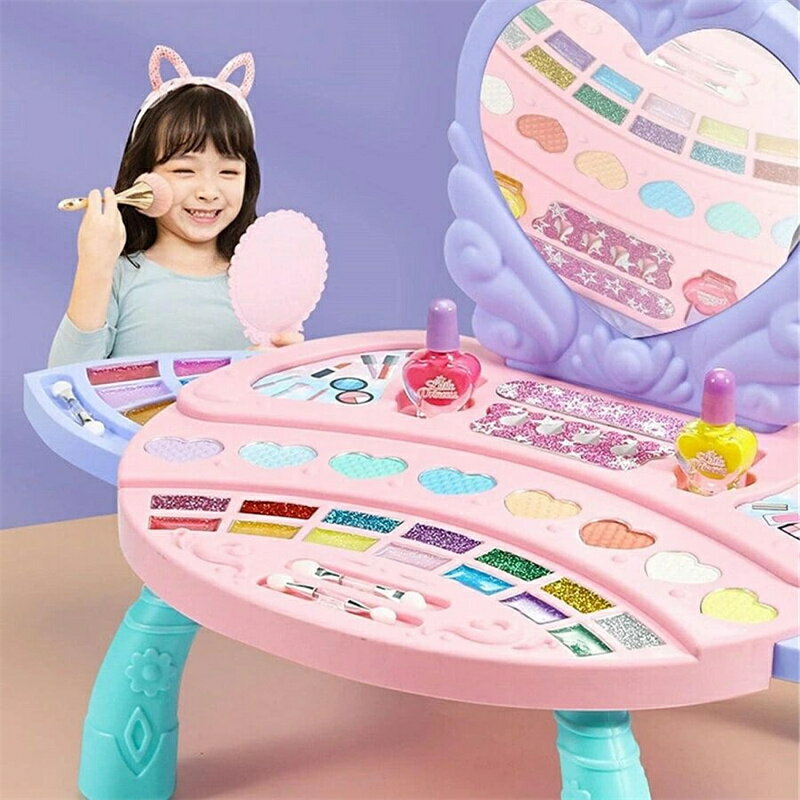 子供メイクアップセット お化粧セット 子供用化粧品のおもちゃメイクボックス おままごと 姫系 女の子 お化粧おもちゃ 安全 無毒 水溶性 洗える 子供の日 お誕生日 クリスマス 新年 プレゼント 知育玩具 ごっこ遊び