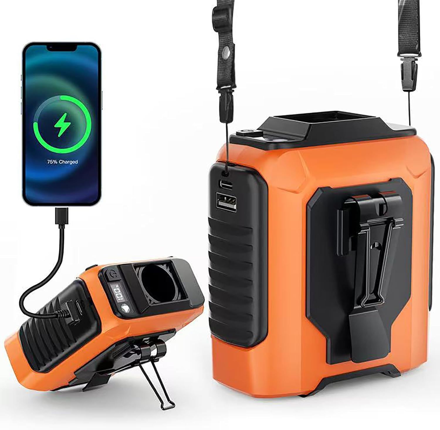 腰掛け扇風機 携帯扇風機 強力 ポータブル 腰掛けファン 腰掛けエアコン【最新2025年製】 8000mah大容量 ワークマン小型扇風機 熱中症対策 屋外用 風量調整可能 屋外作業 首掛け 卓上 手持ち 腰掛け