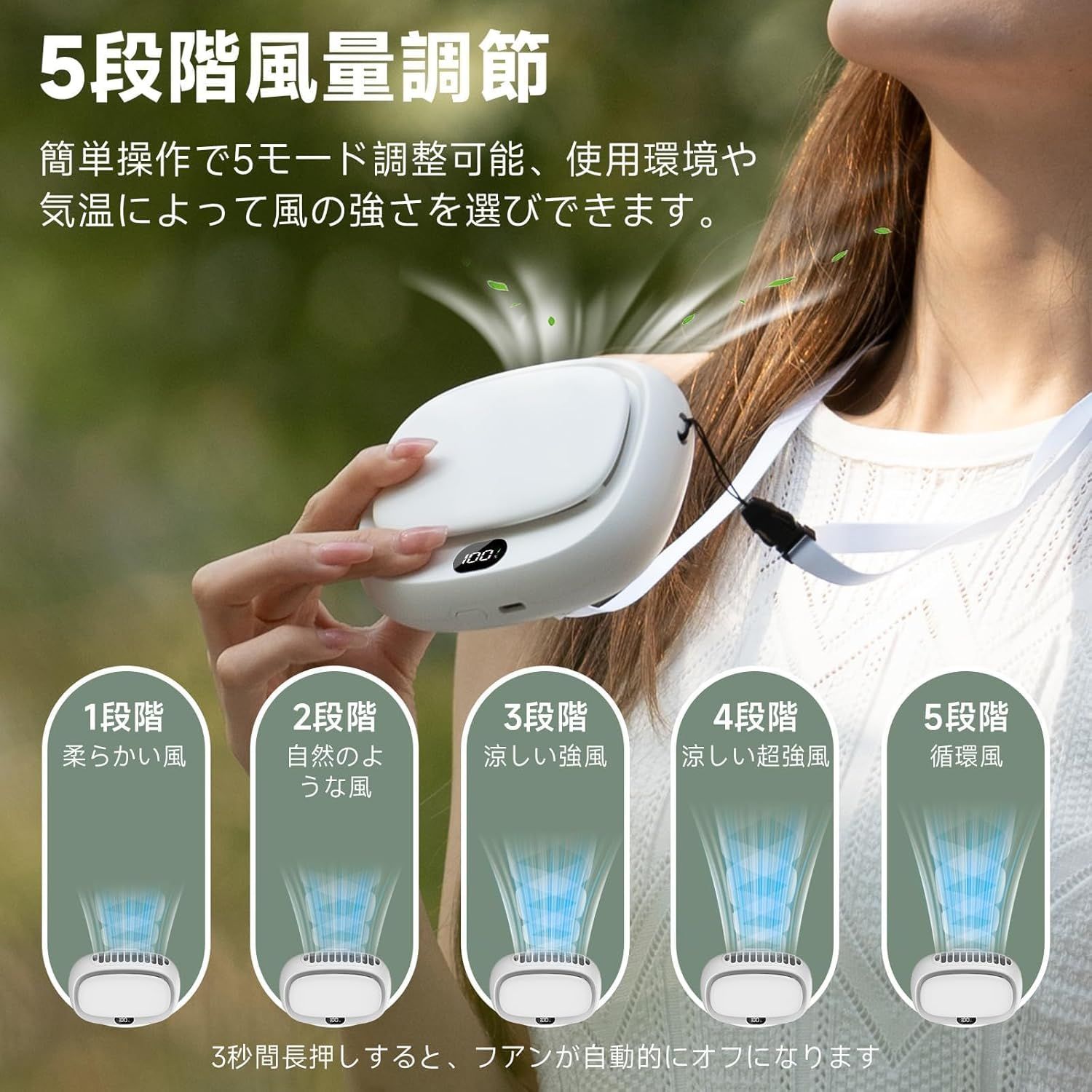 首掛け扇風機 ネックファン 腰掛け扇風機 ベルトファン 【2025年夏・1台4役】 LED残量表示 携帯扇風機 首掛け/手持ち/腰掛け/卓上 超軽量 ハンディ扇 風機 小型扇 風機USB C充電式 ポータブル扇 風機 超強風5段階調節 ミニ扇 風機 コンパクト 高温対策/マスク蒸れ対策