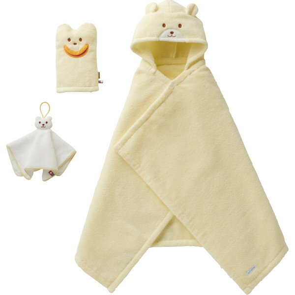 ミキハウス バスポンチョセット 黄 綿100％ 出産祝い ギフト プレゼント 贈り物