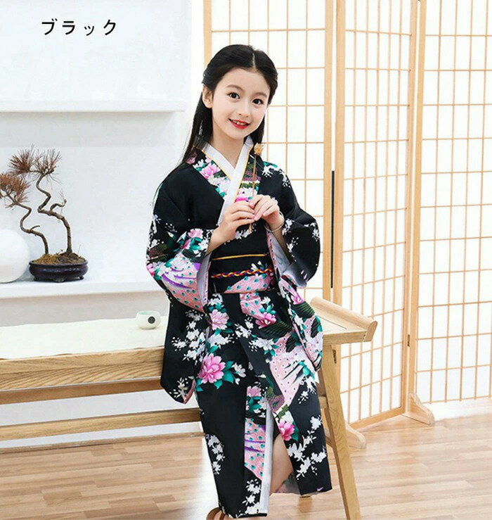 浴衣 和風 子供 キッズ 女の子ドレス 着物 和服 花柄 クリスマス 和装 コスプレ 子...