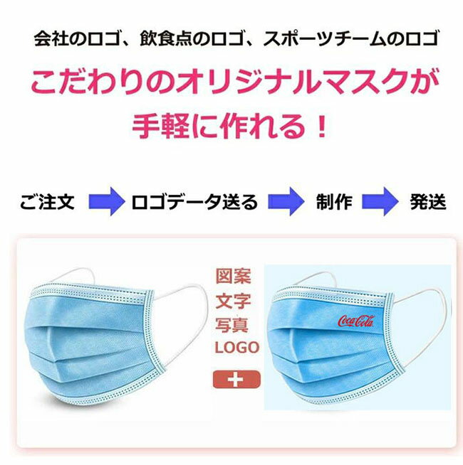 [ 1700枚 不織布マスク ] オリジナルロゴ入りメッセージ入りマスクを制作 マスク [ 大人 キッズ レディース メンズ ] 企業　学校　幼稚園　オリジナルプリント マスク LOGO ロゴ入りマスク オリジナルプリントマスク プリントマスク ロゴプリントマスク 子供 大人 3