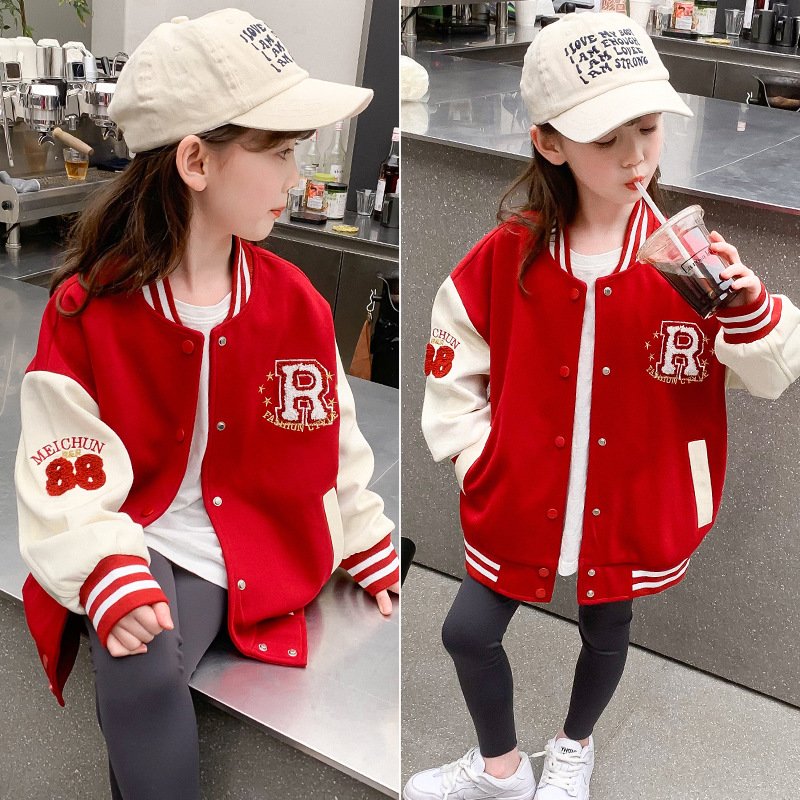 韓国子供服 韓国子ども服 ファッション 秋 冬 かわいい 子供服 トップス 女の子 カジュアル ナチュラル キッズ 女の子 アウター スカジャン スタジャン ジャージ ボーダー柄 スポーツ ウェア 120 130 140 150 160 ◇ ブルゾン ジャケット◇ 合わせやすい