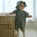 一部即納 ベビー服 ロンパース ツーウェイオール 2点セット 帽子付き チェック カバーオール 男の子 女の子 新生児 子供服 キッズ 薄手 半袖 出産祝い プレゼント 退院着 お宮参り 可愛い おしゃれ 赤ちゃん 0~6ヶ月 60 70 80 90cm