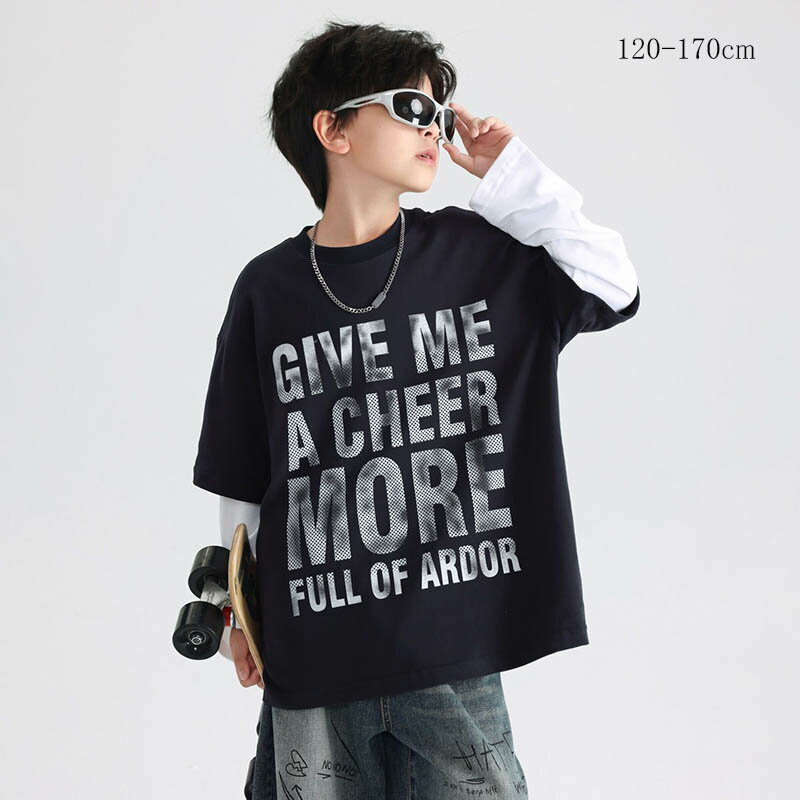 乐天商城 - 【 送料無料 春服 秋服 冬】 重ね着風 Tシャツ 男の子 プリント トップス プルオーバー ロンT 男の子 可愛い 子供服 子ども こども キッズ Tシャツ スウェット 120 130 140 150 160 170 cm 春 秋服 長袖 通学 通園 毛玉起きにくい かっこいい