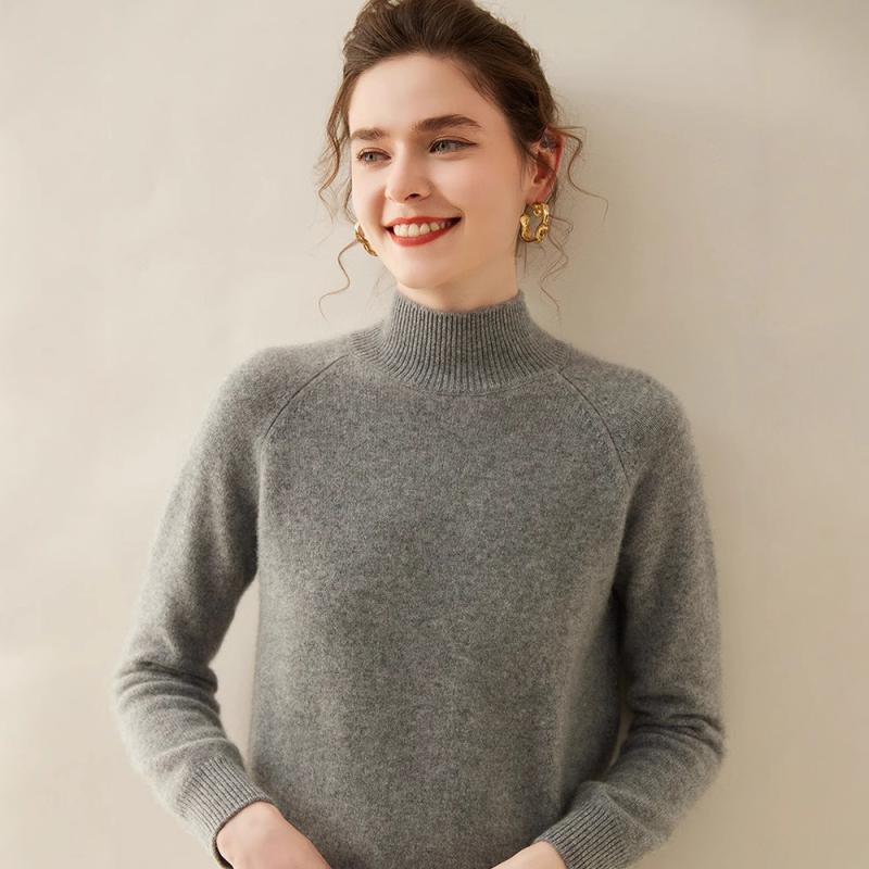 乐天商城 - ニット カシミヤ ウール レディース ハイネック 秋冬 厚手 ゆったり ラグランスリーブ 長袖 リブニット プルオーバー 上品 着回し 通勤 オフィス トップス インナー 普段使い
