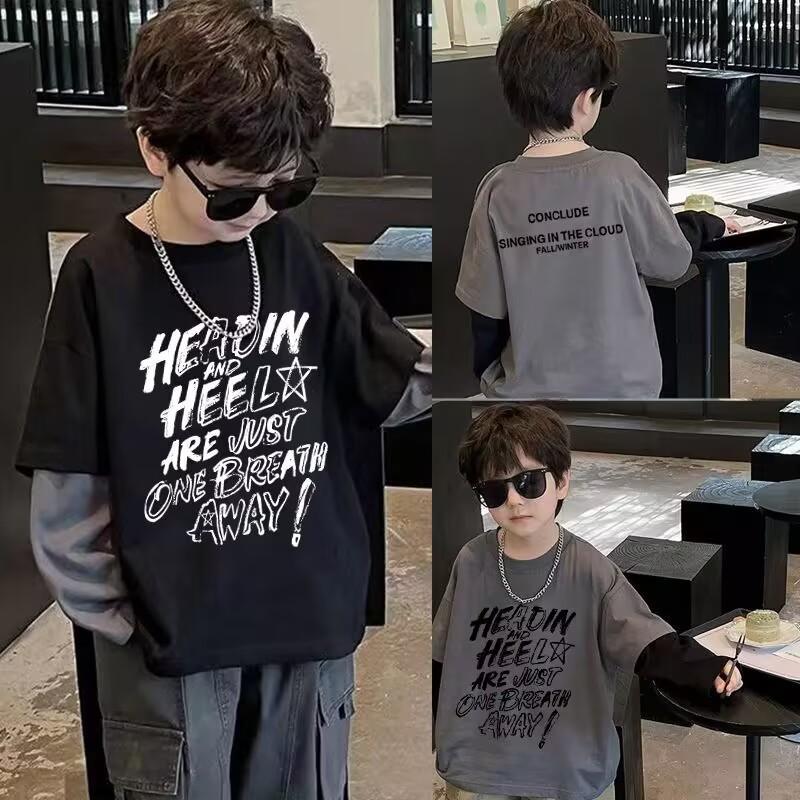 樂天商城 - Tシャツ 子供服 キッズ トレーナー 重ね着風 男の子 Tシャツ ボーダー柄 ベビー服 ボーイズ キッズ ジュニア 綿100% トップス 110 120 130 140 150 160cm カジュアル 春秋 春服 秋服 かっこいい 重ね着風 毛玉起きにくい