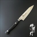 堺孝行 包丁 ペティナイフ コアレス ダマスカス 剣型 切付 120mm ブラックマイカルタ 堺包丁