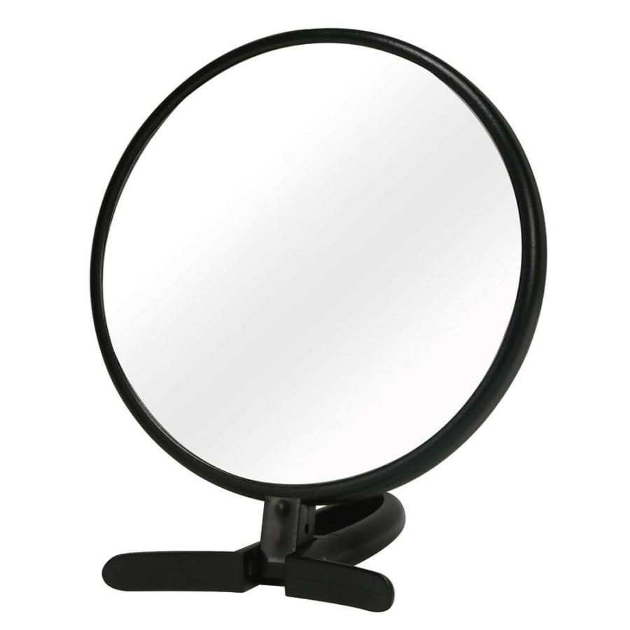 永井興産 手鏡 BALLOON BK ブラック メイクミラー 丸型 化粧鏡 拡大鏡 2way ハンドミラー スタンドミラー シンプル おしゃれ スタイリッシュ