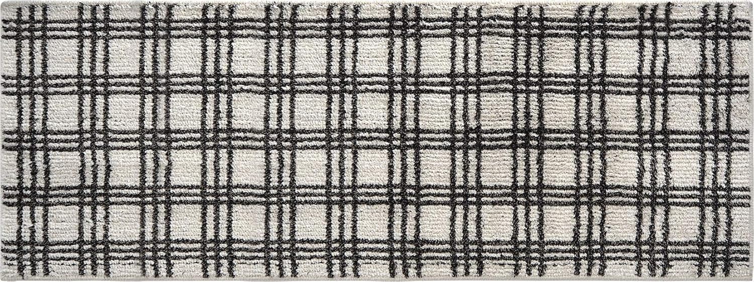 【11月20日20時～25日まで ポイント最大10倍】オカトー マーレインテリアマット Nチェックアイボリー 45×120 ナチュラル風 チェック柄 床暖房対応すべり止め付き インテリアマット