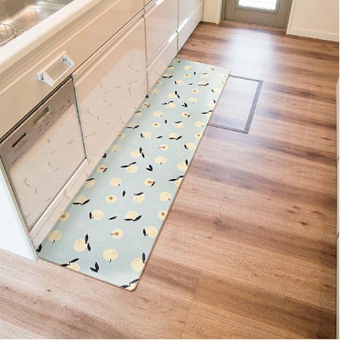 オカトー 拭けるインテリアマット 45×180cm フルーツ キッチンマット 北欧風 拭くだけ お手入れ簡単 撥水 燃えにくい