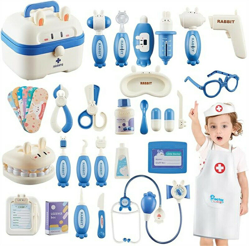 お医者さんごっこ おもちゃ おままごセット お医者さんセット 歯医者ごっこ遊び ウサギ ミニドクター おもちゃ プレイングゲーム 知育おもちゃ 社会性 言語力 ...