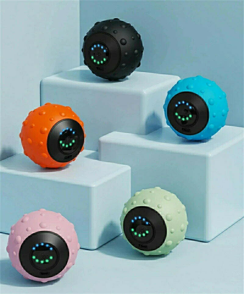 筋膜リリース ボール ストレッチボール 振動ボ フォームローラー 5段階振動レベル 15分オートオフ 電量表示 充電式 電動 筋膜ボール リラクゼーション器 ストレッチ器具 筋膜リリース ローラー フィットネスジム 自宅用 プレゼント ギフト　直径9.5cm