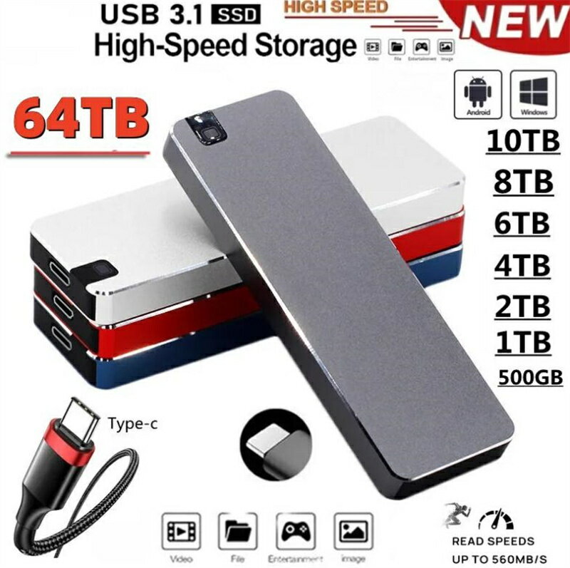 【2025新登場】ポータブルSSD 外付け 1TB 2TB 4TB ハードディスク USB3.1 外付け 耐衝撃 強互換性 外付け ポータブルハードディスク 静音 コンパクト 小型 外付けSSD 超薄型 誕生日 ハロウィン クリスマス プレゼント