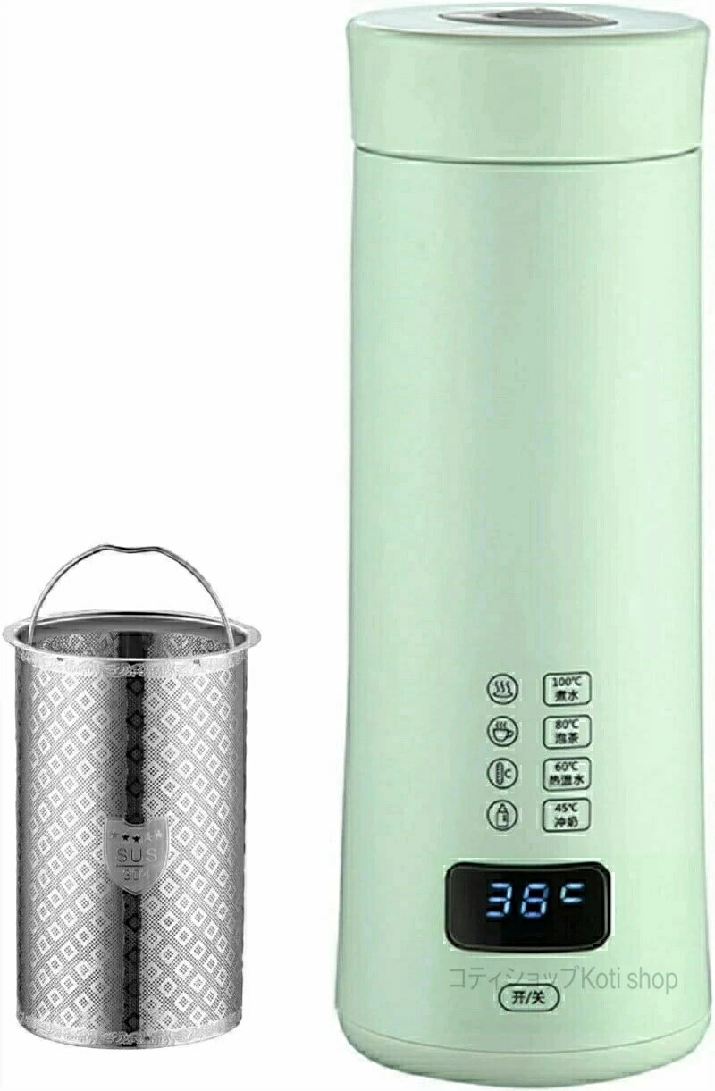 【特徴】300Wハイパワーで6分で急速沸騰、8時間保温、450mlの大容量で飲料水のニーズを満たします。 【ポータブルデザイン】サイズが小さく、USBで給電され、持ち運びや保管が簡単で、旅行時にも持ち運ぶことができます。 サイズ：21.5*7.5cm。ポータブル電源使用で、必要電力も少なく手軽にお湯が作れ、車中泊で重宝します。都会やアウトドアの冒険に最適で、スーツケースにも収納可能です。バッグに入れても水漏れしません。