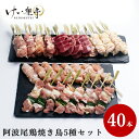 【送料無料】阿波尾鶏 焼き鳥 5種類×2P 40本セット けい樂亭 部位 食べ比べ もも むね 皮 ねぎま 砂肝(焼き鳥 焼鳥 やきとり ヤキトリ 地鶏 鶏肉 ...