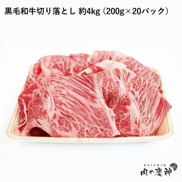 期間限定10%OFF【国産・九州産】 黒毛和牛切り落とし 約4kg （200g×20パック） 冷凍/数量限定/BBQ・焼き肉・すき焼き・しゃぶしゃぶなど/