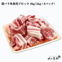 国産 九州産 豚バラ角煮用ブロック 4kg 1kg × 4パック 冷凍 豚肉 角煮 カレー 豚バラ ブロック 豚バラ肉 焼肉