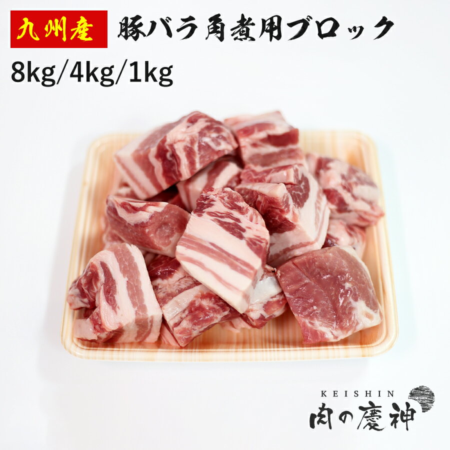 国産 九州産 豚バラ角煮用ブロック 8kg 1kg × 8パック 冷凍 豚肉 角煮 カレー 豚バラ ブロック 豚バラ肉 焼肉のサムネイル