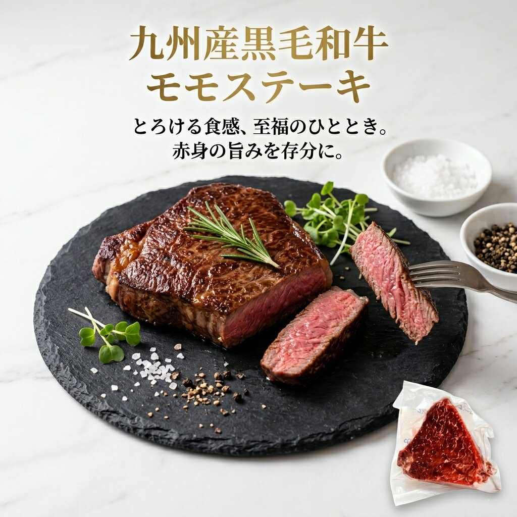Thigh Meat - 【送料無料】お取り寄せ 九州産黒毛和牛モモステーキ 100g/p枚 赤身の旨み 牛肉 厳選 国産和牛 ごちそうギフト 家族の食卓を彩る特別な贈り物