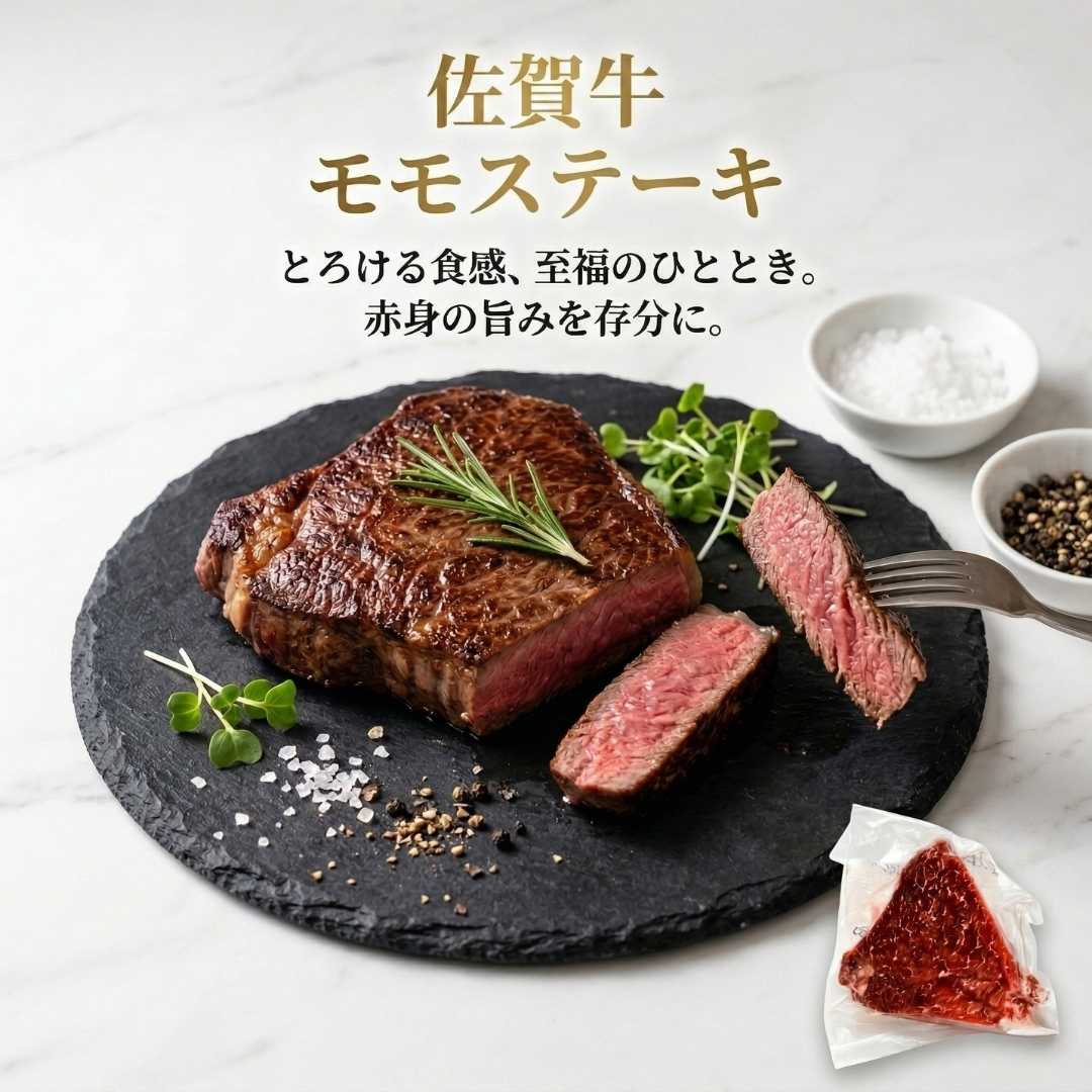 Rakuten - 【送料無料】お取り寄せ 佐賀牛モモステーキ 100g/p枚 赤身の旨み 牛肉 厳選 国産和牛 ごちそうギフト 家族の食卓を彩る特別な贈り物　母の日 父の日 お歳暮　お中元