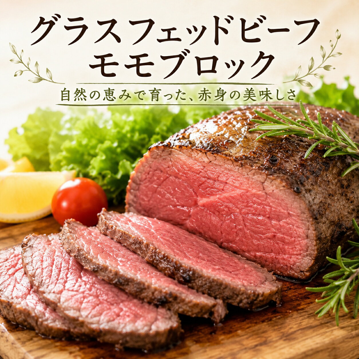 Thigh Meat - 食卓を彩る本格派グラスフェッドビーフ モモブロック 500g/p ニュージーランド産 豪州産 牧草牛 赤身肉 冷凍 高タンパク質 低脂肪 ローストビーフ ステーキ ヘルシー通販