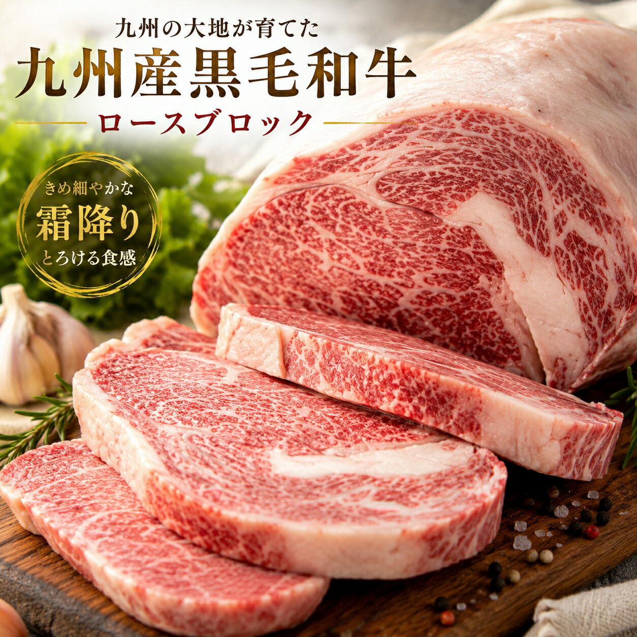 乐天商城 - 【送料無料】特別な日のごちそうに A4等級以上 九州産 黒毛和牛 ロースブロック 500g/1kg 塊肉で楽しむ贅沢 ローストビーフ ステーキ BBQ ギフトにも最適