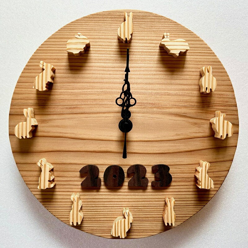 杉　掛け時計 うさぎ/CLOCK/木の掛け