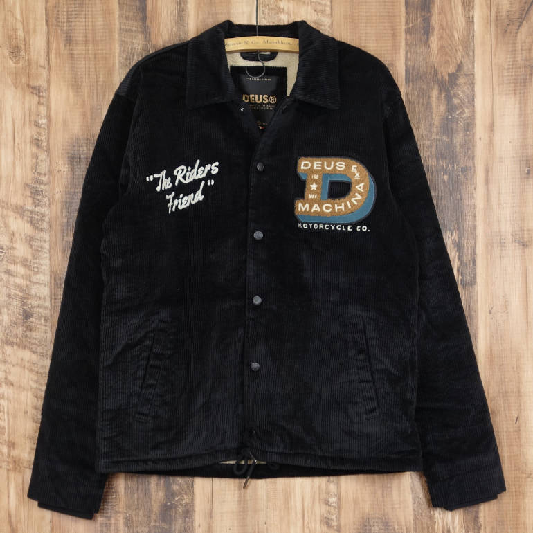 デウスエクスマキナ コーデュロイ コーチジャケット メンズ ブラック 黒 DEUS EX MACHINA RIDERS FRIEND COACH アウター 刺繍 ストリート アメカジ