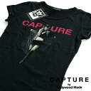 CAPTURE by Hollywood Made ハリウッドメイド FRINGY B/W CREW レディース Tシャツ 黒