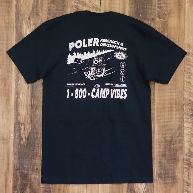 POLER ポーラー Tシャツ メンズ 半袖 RND SASCLOPS TEE 丸胴 トップス アウトドア キャンプ ストリート ネイビー 紺