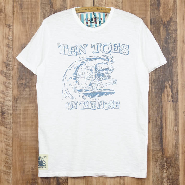 SUNSET SURF サンセットサーフ Tシャツ メンズ 半袖 SURF FINK サーフ アメカジ ホワイト 白