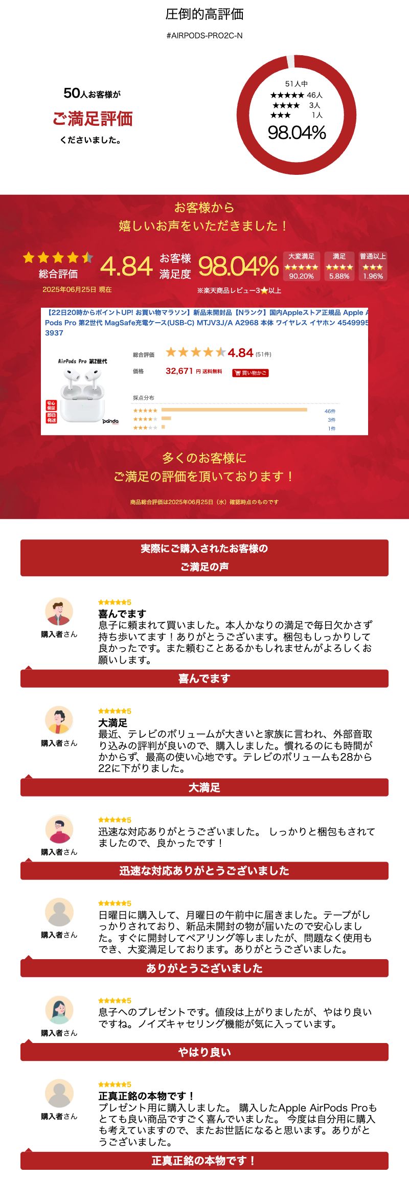【土日、祝日発送、店舗受取可】新品未開封品【Nランク】国内Appleストア正規品 Apple AirPods Pro 第2世代 MagSafe充電ケース(USB-C) MTJV3J/A A2968 本体 ワイヤレス イヤホン 4549995433937