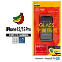 iPhone12 12 Pro フィルム 全面保護 ガラスフィルム 高光沢 ふっくら シリコンフレーム 受話口保護 ブラック FSG2596IP061 ラスタバナナ