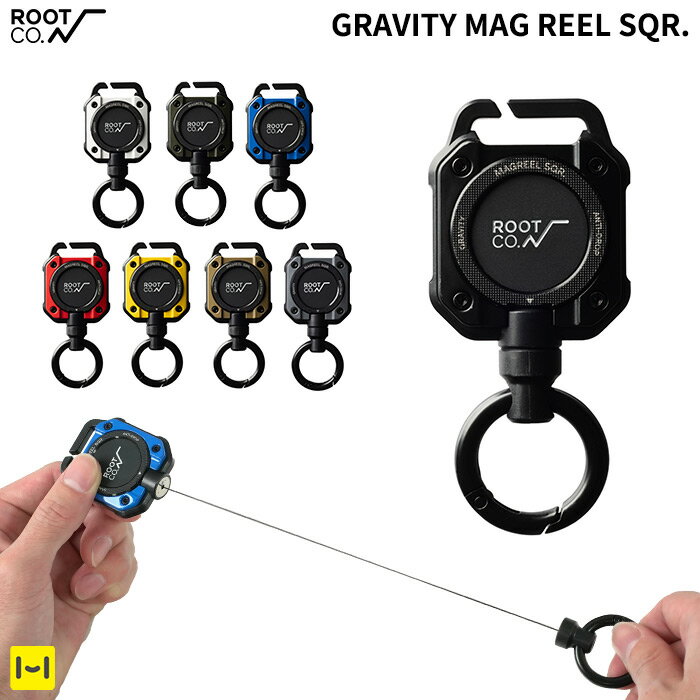 ROOT CO . ルートコー リール キーホルダー GRAVITY MAG REEL マグリール SQR . スクエア ナイロンベルト付き