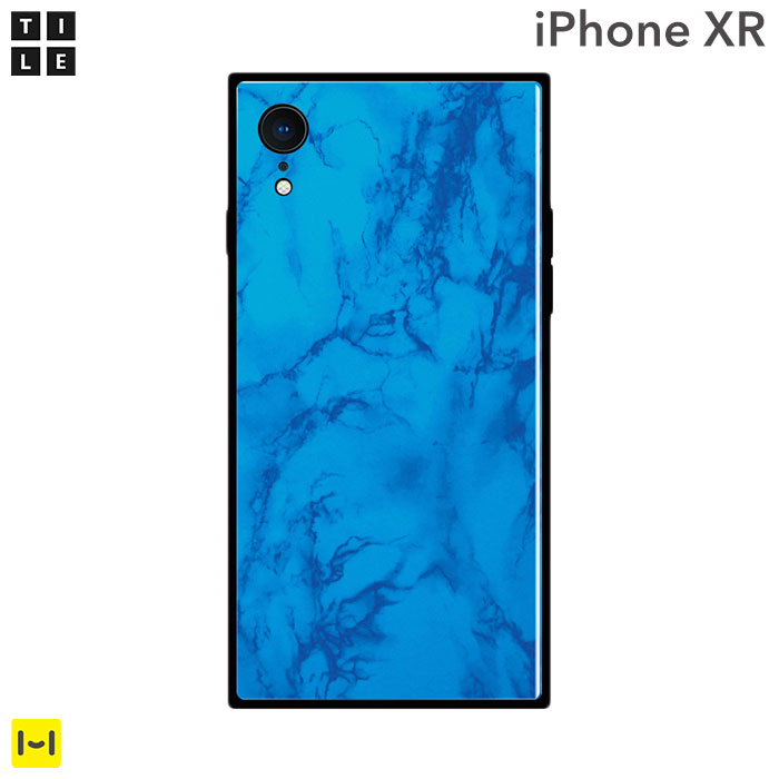 iPhone XR EYLE スクエア iPhoneケース TILE タイル 大理石 ブルー【 スマホケース iPhoneXR アイフォンXR ケース アイフォンXRケース iPhoneケース 背面ガラス 四角タイル かわいい おしゃれ ブランド ハードケース 可愛い アイフォン XR カバー スマホカバー スクエア 】