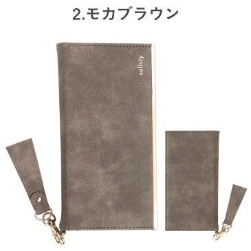 手帳型 スマホケース salisty サリスティ スエードスタイル ダイアリーケース マルチタイプ【 iphone android アンドロイド スライド式 粘着 手帳 大人女子 ベルトなし おしゃれ かわいい ミラー付き 鏡付き 大人可愛いスマホケース Hamee 手帳型スマホケース カバー 】
