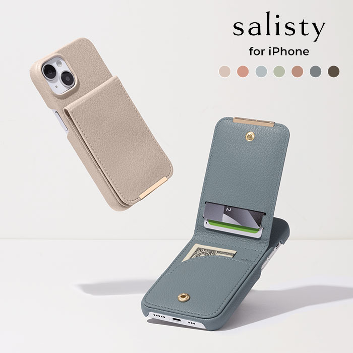 iPhone13 ケース カード収納 背面 iphone 13 Pro salisty サリスティ キャッシュレス ケース slim【 アイフォン13 iPhone13pro iPhone 13 Pro 13Pro おしゃれ オシャレ 大人 かわいい 大人可愛い シンプル 上品 コンパクト ウォレット 財布 】