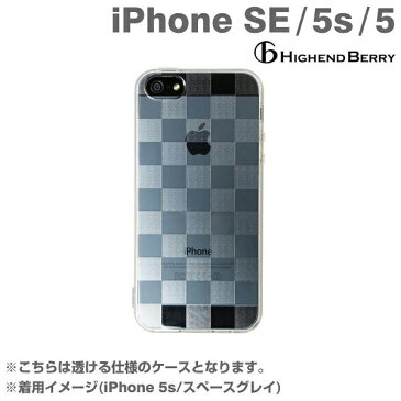 iPhone SE iPhone5s iPhone5 ケース Highend Berry ソフトTPU ストラップホール&保護キャップ付(チェッカード) 【 スマホケース アイフォンse iphone se ケース 透明 クリアケース 】