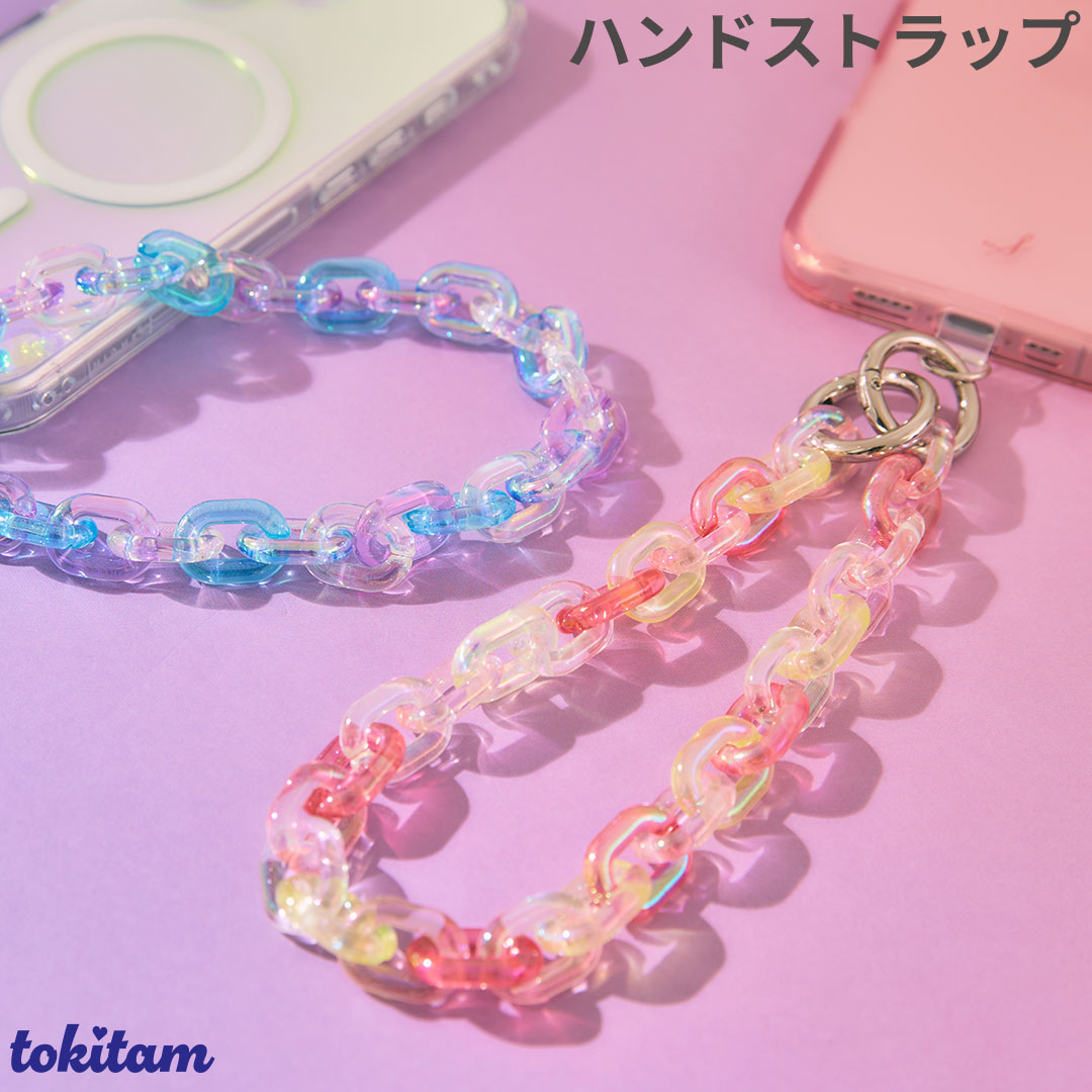 tokitam アクリルチェーン ハンドストラップ ハンドストラップ ストラップ スマホハンドストラップ iphone 携帯 手首 チェーン ビーズ 落下防止 おしゃれ 大人