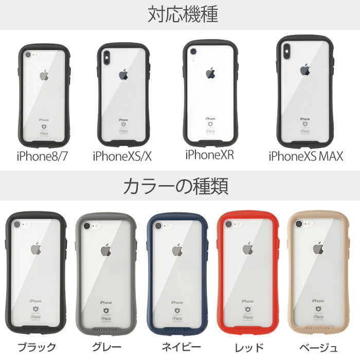 iFace 透明 クリアケース iPhone8 ケース XR XS X XSMax iPhone7ケース Reflection 強化ガラス【 iphoneXS Max iphoneXR iphone 7 8 アイフォン8 クリア ハードケース 透明ケース スマホケース アイフェイス iphoneケース カバー ガラス 耐衝撃 TPU 携帯 】