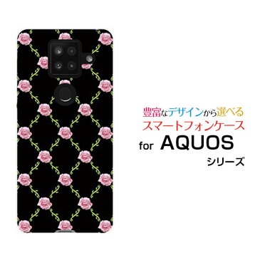 液晶保護ガラスフィルム付 AQUOS sense4 Plus アクオス センス フォー プラス楽天モバイルバラ＆ツタ(ピンクx黒)[ おしゃれ プレゼント 誕生日 記念日 ]