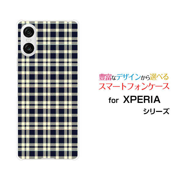 スマホケース XPERIA 10 VI エクスペリア テン マークシックス[SO-52E SOG14]docomo au SoftBankチェック柄 ネイビー×クリーム[ スマホ..